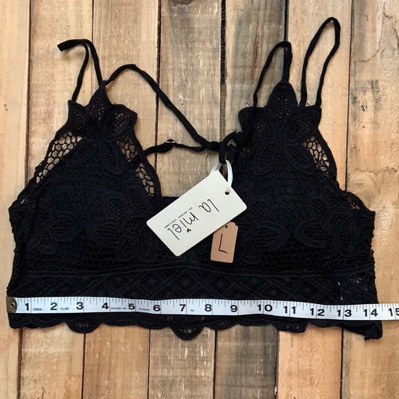 Black Crochet Bralette Elastic Back NWT by La Miel - Picture 5 of 7
